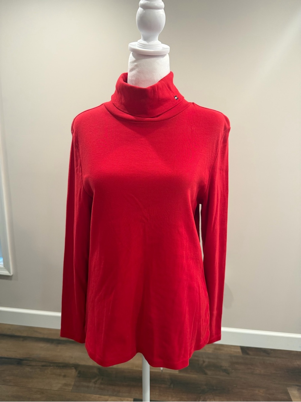 Tommy Hilfiger Red Cotton Turtleneck Sweater
